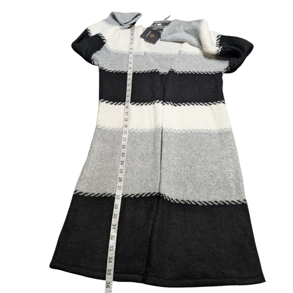 Fortune+Ivy Adeline Striped Black and Gray Women's Open Cardigan Sweater Size XS - Picture 6 of 10